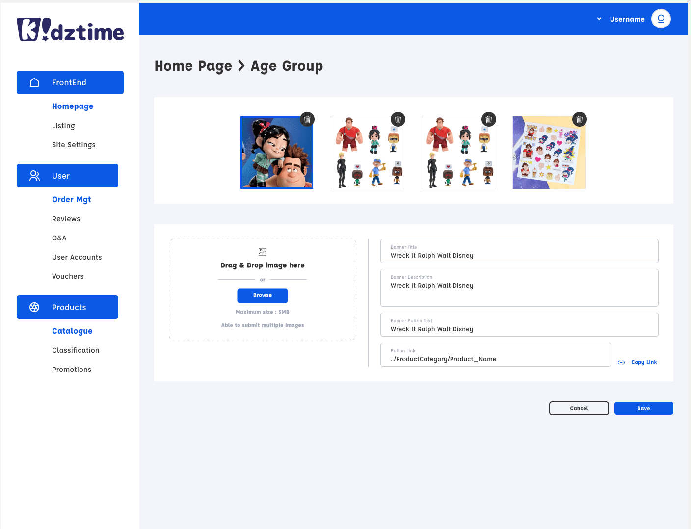 Kidztime – Admin CMS for Landing Page